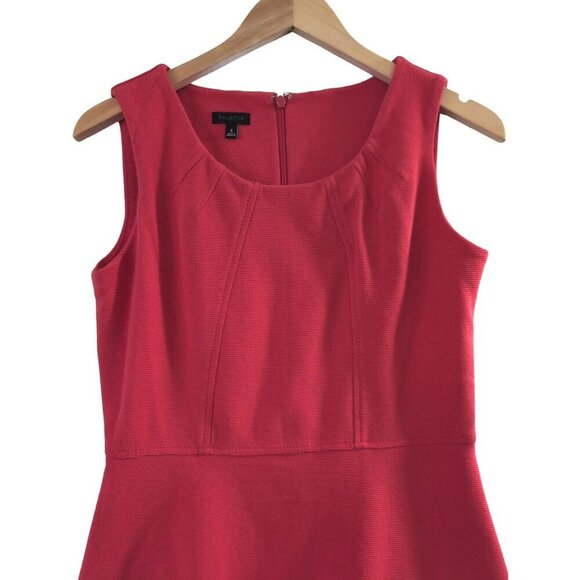 Talbots Fit & Flare Dress Womens S Red Ribbed Sleeveless Knee Length Classic - Picture 3 of 8